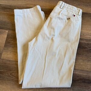 Vintage Y2K Tommy Hilfiger Relaxed Taper Khaki Pants 36x35 Pleated Preppy Dress